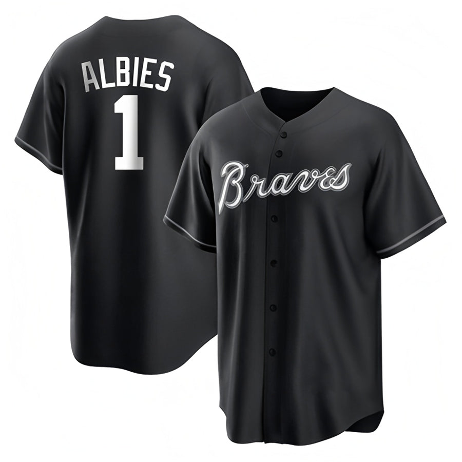 A.Braves #1 Ozzie Albies Player Black Limited Replica Stitched Jerseys
