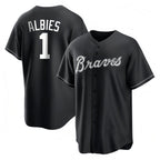 A.Braves #1 Ozzie Albies Player Black Limited Replica Stitched Jerseys