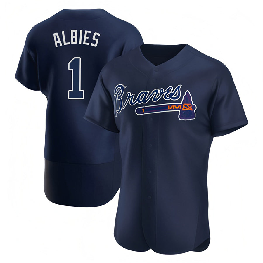 A.Braves #1 Ozzie Albies Player Navy Limited Replica Stitched Jerseys