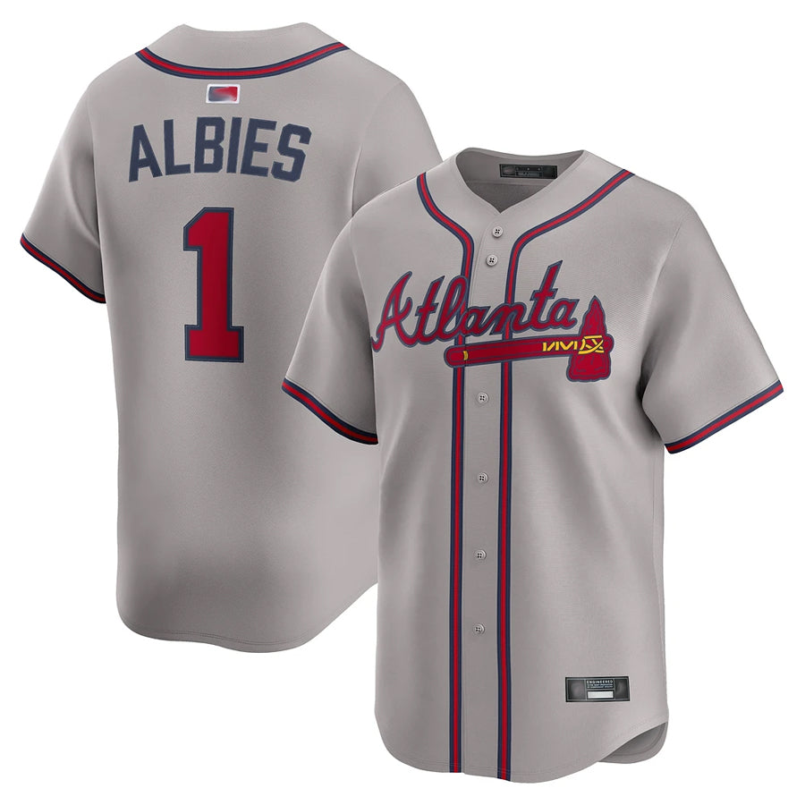 A.Braves #1 Ozzie Albies Player Road Limited Game Stitched Jerseys