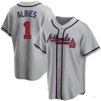 A.Braves #1 Ozzie Albies Player Gray Road Jersey Stitched Jerseys